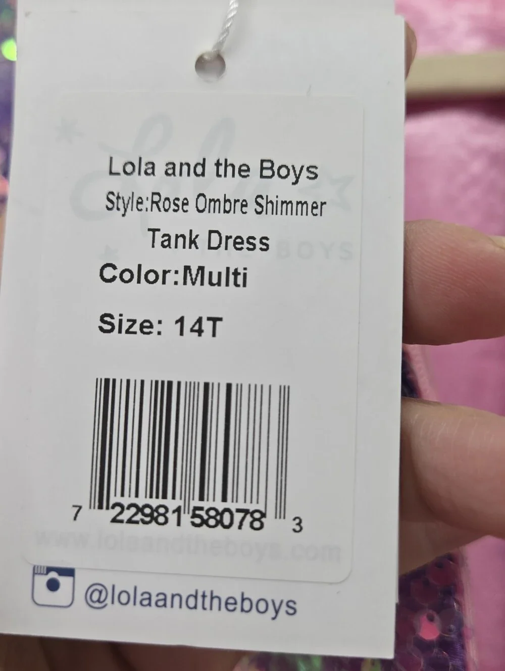 Lola & The Boys Girls Mermaid Magic Sequin Shift Dress Sz 14 NWT Rose Ombre